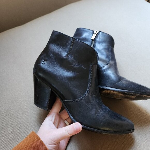 FRYE Black June Western Shootie Ankle Booties - Picture 1 of 7